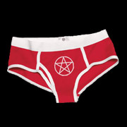 A pentacle on sexy red briefs