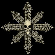 The symbol for Chaos weaved in Celtic knotwork.