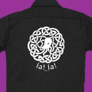 Lovecraft-inspired work shirt with celtic Cthulhu design.
