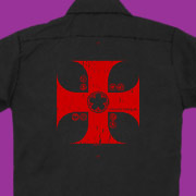 The cross of the Knights Templar on a stylish work shirt.