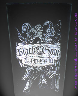 Black Goat of the Woods Tavern beer glass