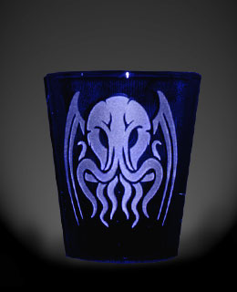 Tribal Cthulhu cobalt blue shot glass