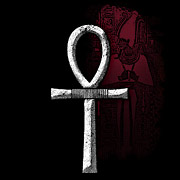 Big Egyptian Ankh with Osiris temple art