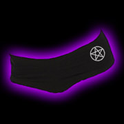 A brutally sexy black hot short with an off-center pentacle