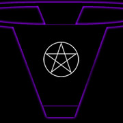 Sexy bikini thong imprinted with a white pentacle