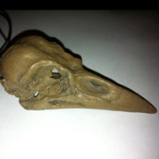 Crow skull pendant, bronze